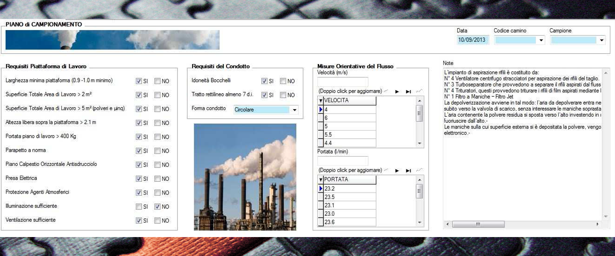 Il Verticale Emissioni di Prolab.Q gestisce i dati richiesti dalle normative vigenti in materia ambientale.